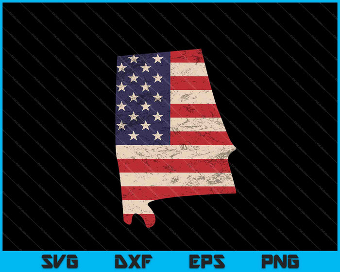 Alabama Amerikaanse vlag Vintage SVG PNG snijden afdrukbare bestanden