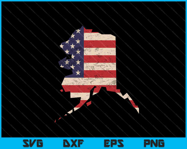 Alaska Amerikaanse vlag Vintage SVG PNG snijden afdrukbare bestanden