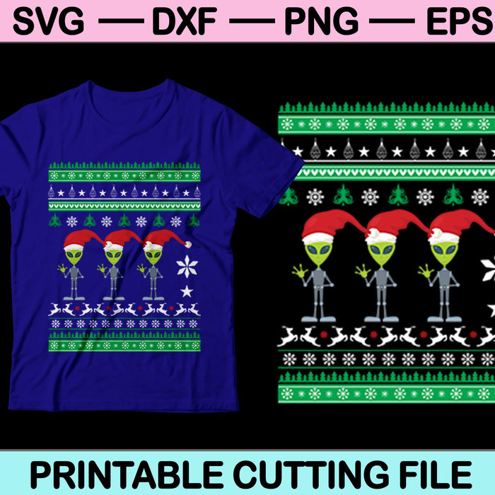 Alien con sombrero de Santa Navidad fea SVG PNG cortando archivos imprimibles para camiseta 