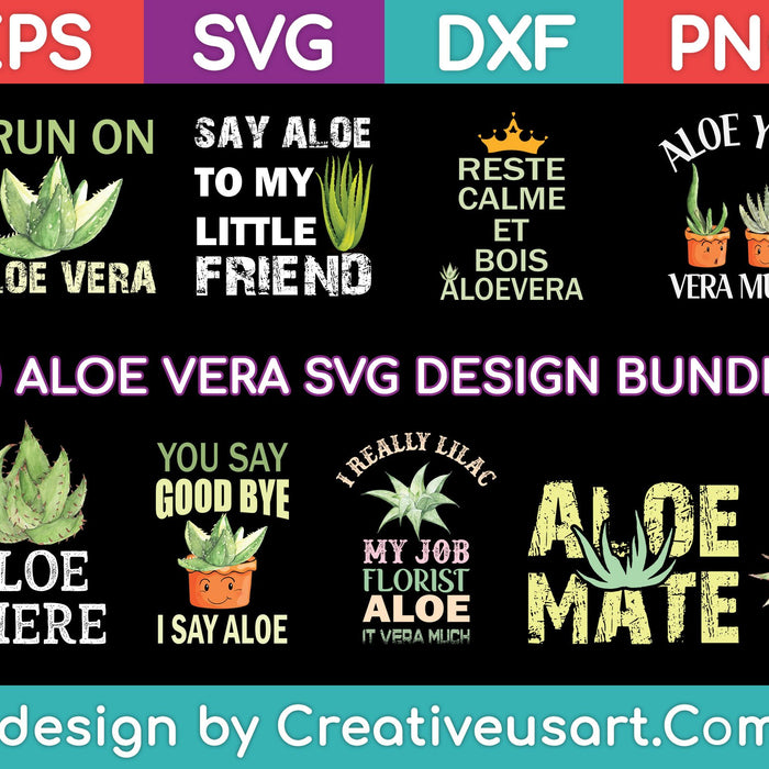 Aloe SVG Bundle - 10 piece set. For use with a Cricut or Silhouette Cameo machine.