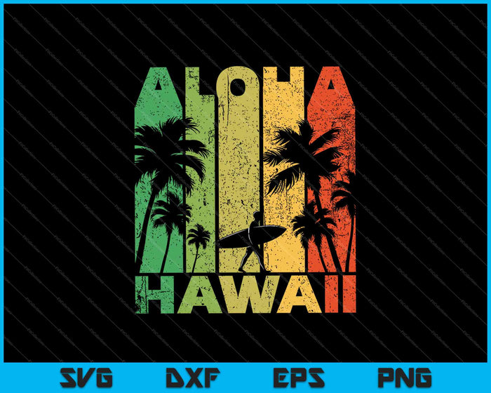 Aloha Hawaii Hawaiiaans eiland Vintage SVG PNG snijden afdrukbare bestanden