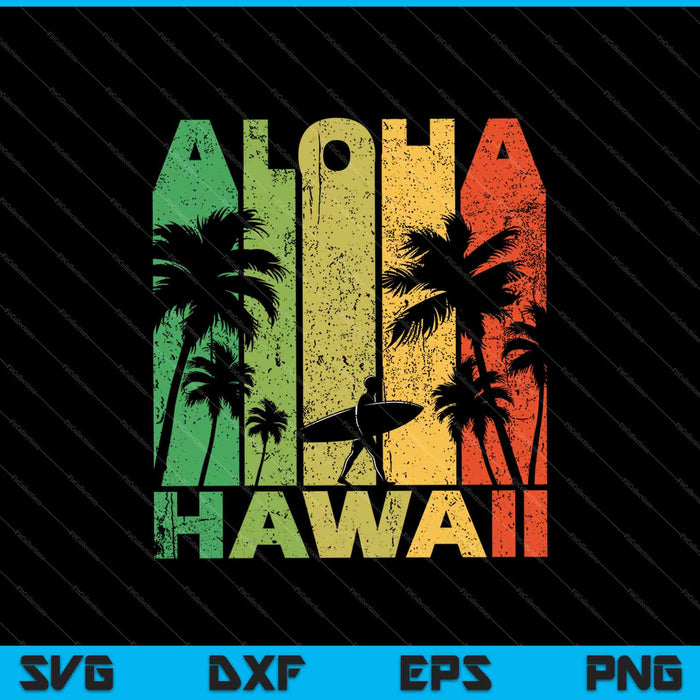 Aloha Hawaii Isla hawaiana Vintage SVG PNG Cortar archivos imprimibles