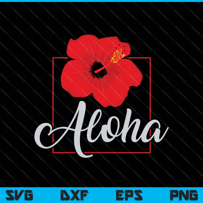 Aloha Hawaii Hibiscus bloem - Aloha Ohana Hawaiiaanse SVG PNG-bestanden