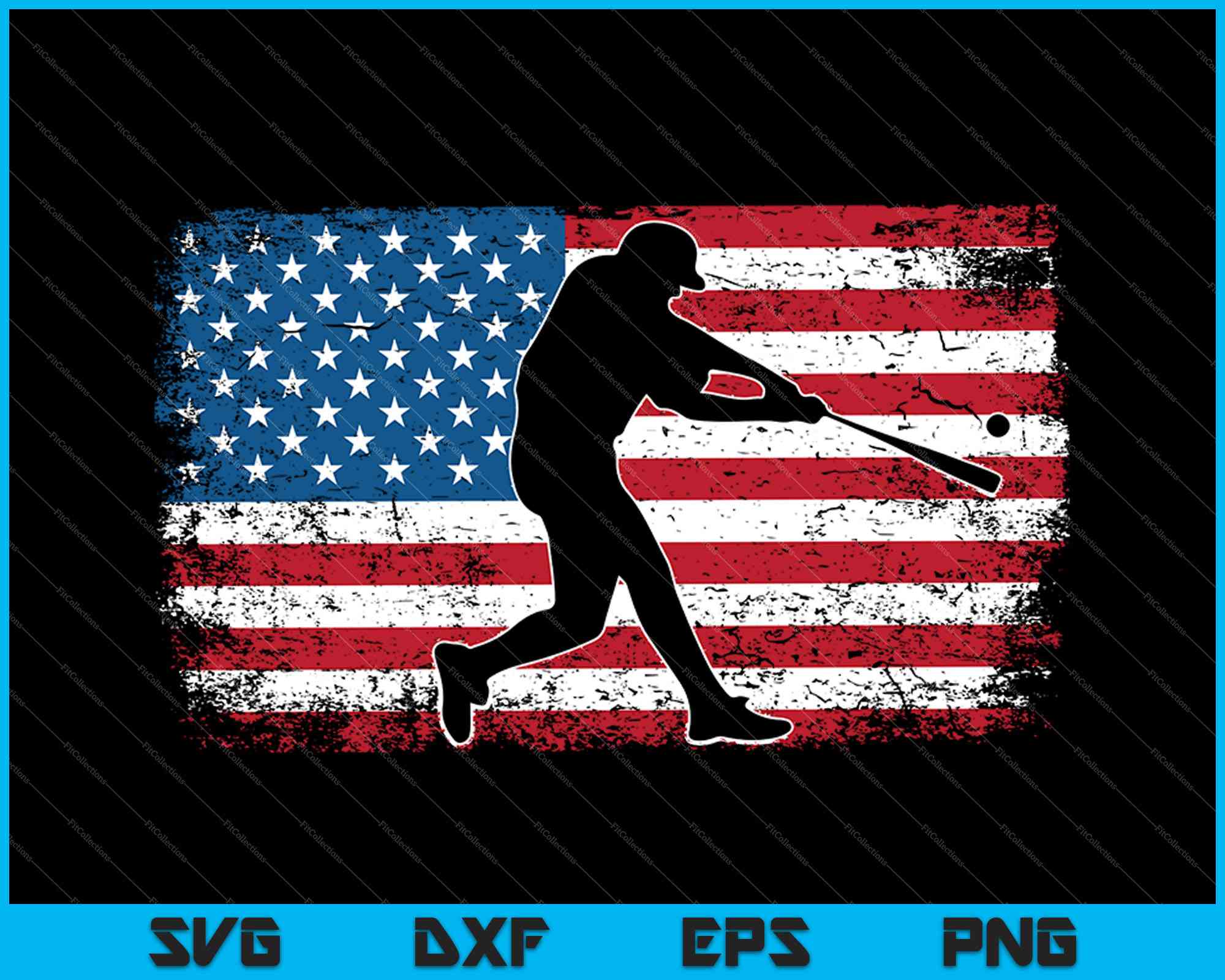 American Flag Baseball Cool Baseball 4th Of July SVG PNG Files