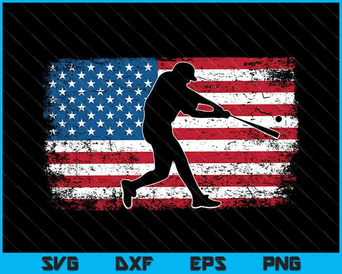 Bandera americana Béisbol Béisbol fresco 4 de julio SVG PNG Cortar archivos imprimibles