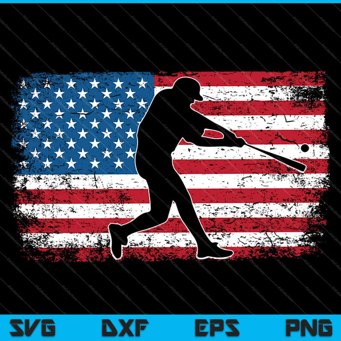 Bandera americana Béisbol Béisbol fresco 4 de julio SVG PNG Cortar archivos imprimibles