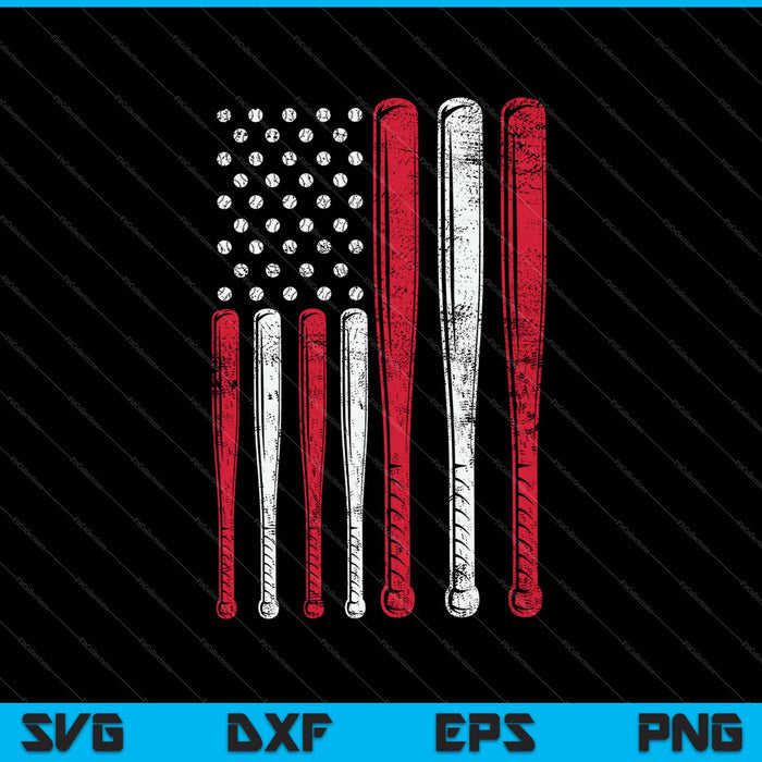 Equipo de béisbol de la bandera americana SVG PNG cortando archivos imprimibles