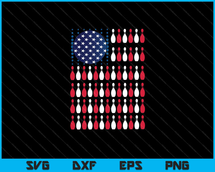 Bandera americana Bowling Bowler Regalos para el equipo de bolos SVG PNG Cortar archivos imprimibles