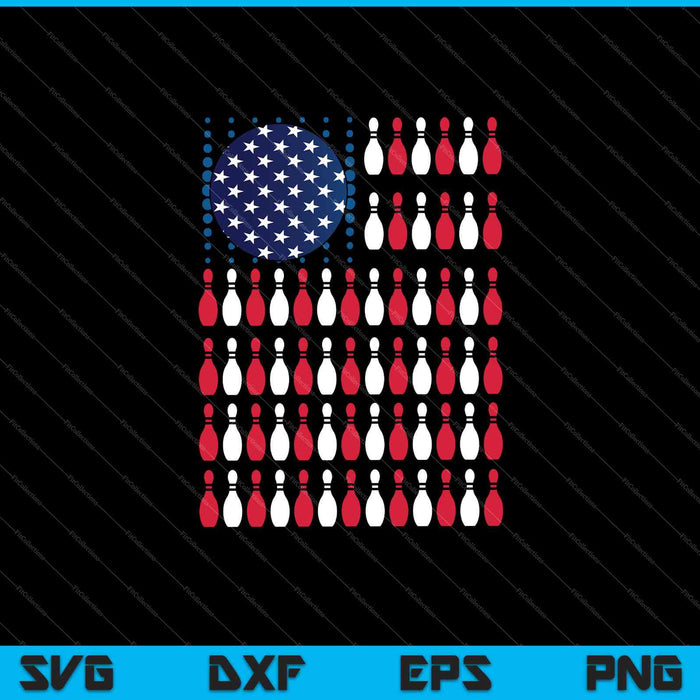 Bandera americana Bowling Bowler Regalos para el equipo de bolos SVG PNG Cortar archivos imprimibles