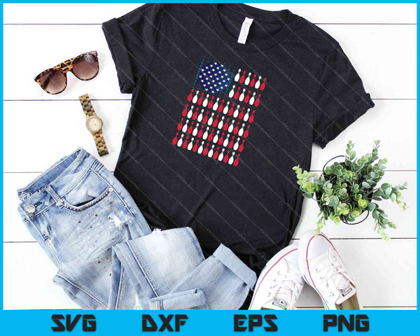 American Flag Bowling Bowler Gifts For Bowling Team SVG PNG Cutting Printable Files - on a t-shirt