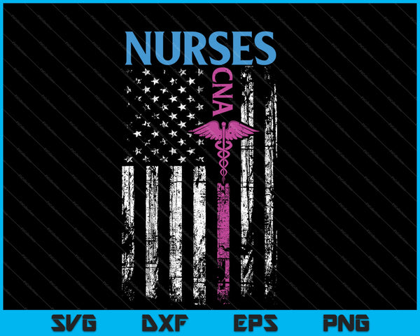 Enfermera Bandera Americana CNA Patriótica 4 de julio SVG PNG Cortar archivos imprimibles
