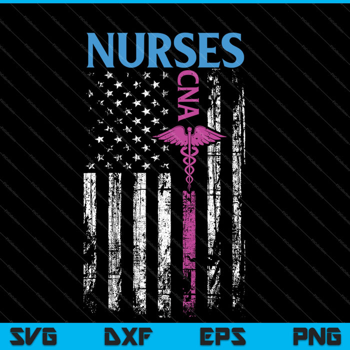 Verpleegkundige Amerikaanse vlag CNA patriottische 4 juli SVG PNG snijden afdrukbare bestanden