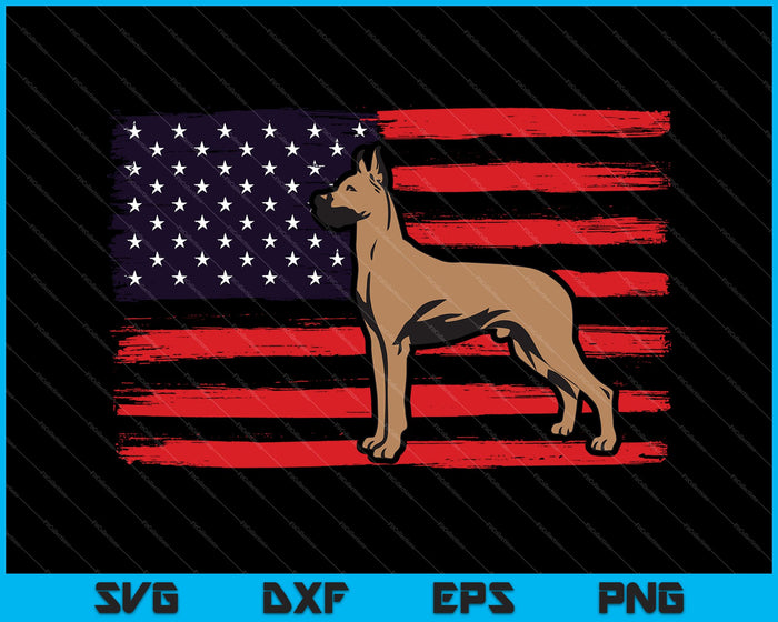 American Flag Great Dane Dog 4th of July SVG PNG Cutting Printable Files