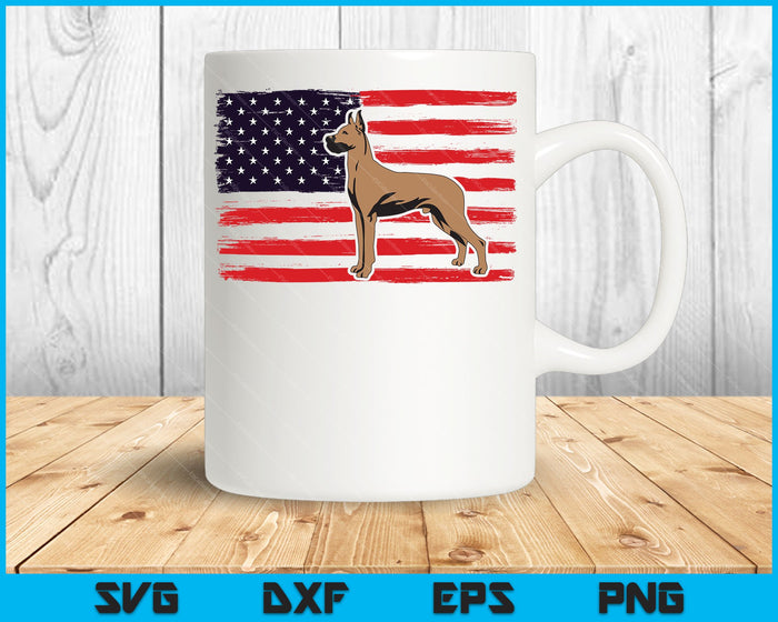 American Flag Great Dane Dog 4th of July SVG PNG Cutting Printable Files