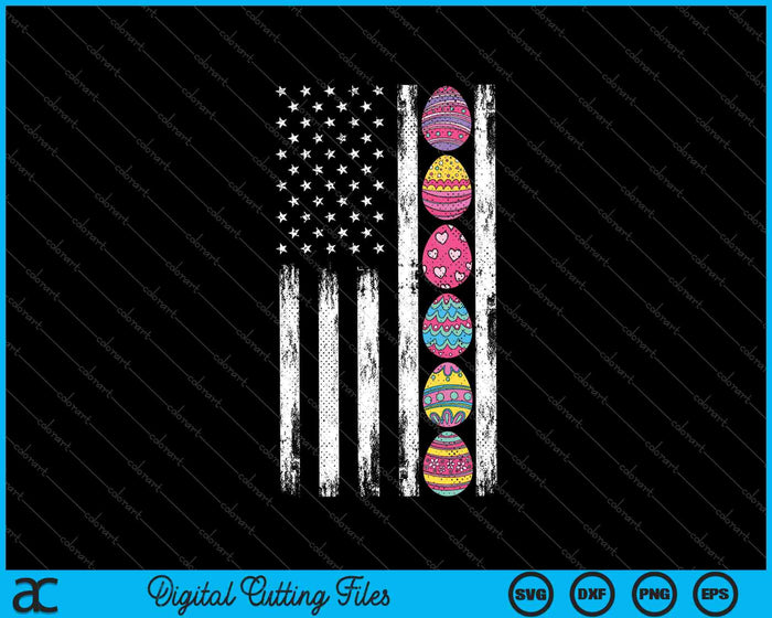 American Flag Happy Easter Egg Hunting Patriotic SVG PNG Cutting Printable Files