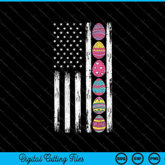 American Flag Happy Easter Egg Hunting Patriotic SVG PNG Cutting Printable Files