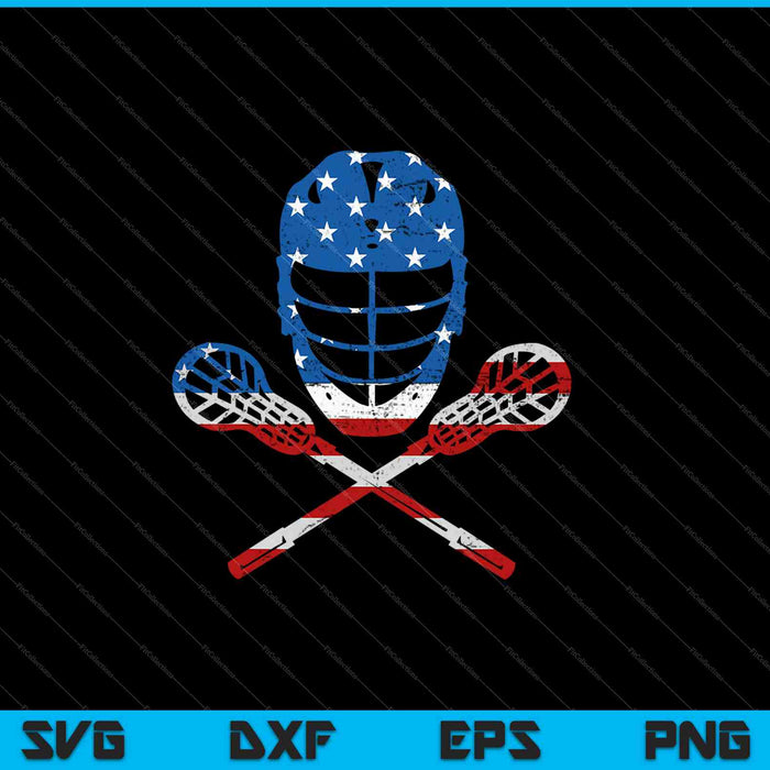 American Flag Lax Helmet Sticks 4th Of July SVG PNG Cutting Printable Files