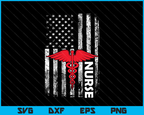 Amerikaanse vlag verpleegster shirt design-VS verpleegkundigen SVG PNG snijden afdrukbare bestanden