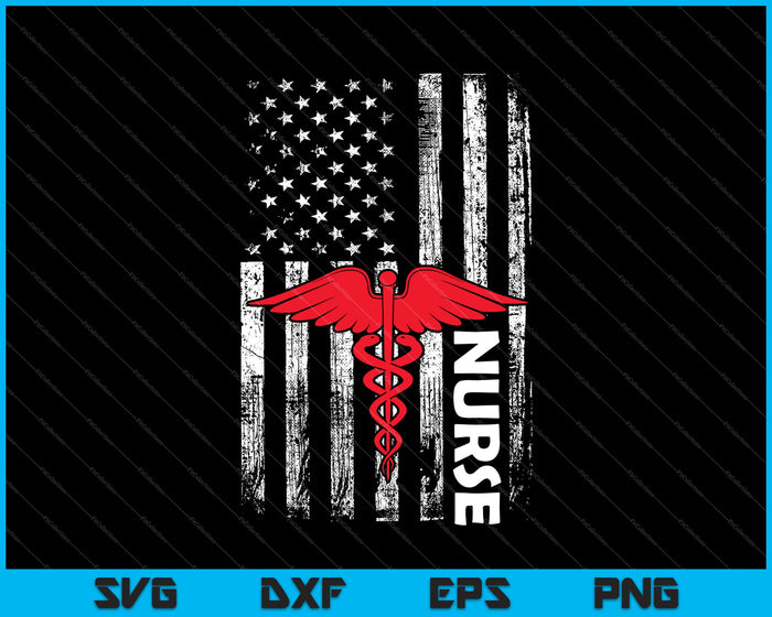 Diseño de camisa de enfermera con bandera estadounidense - Enfermeras de EE. UU. SVG PNG cortando archivos imprimibles