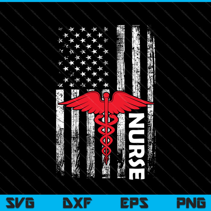 Diseño de camisa de enfermera con bandera estadounidense - Enfermeras de EE. UU. SVG PNG cortando archivos imprimibles