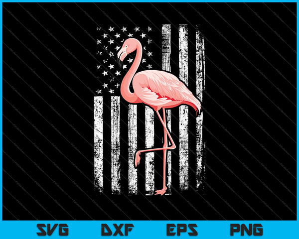 Bandera Americana Pink Flamingo Patriótico 4 de julio SVG PNG Cortando archivos imprimibles