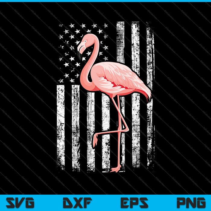 American Flag Pink Flamingo Patriotic 4th of July SVG PNG Cutting Printable Files