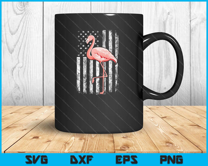 Bandera Americana Pink Flamingo Patriótico 4 de julio SVG PNG Cortando archivos imprimibles