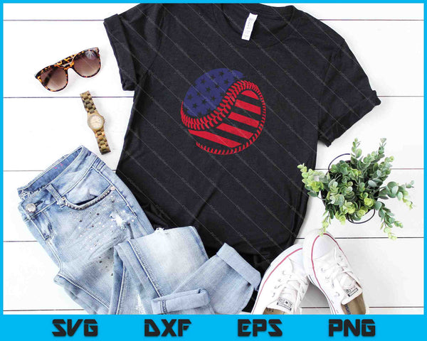 Bandera Americana Imprimir Béisbol SVG PNG Cortar Archivos Imprimibles - on a t-shirt