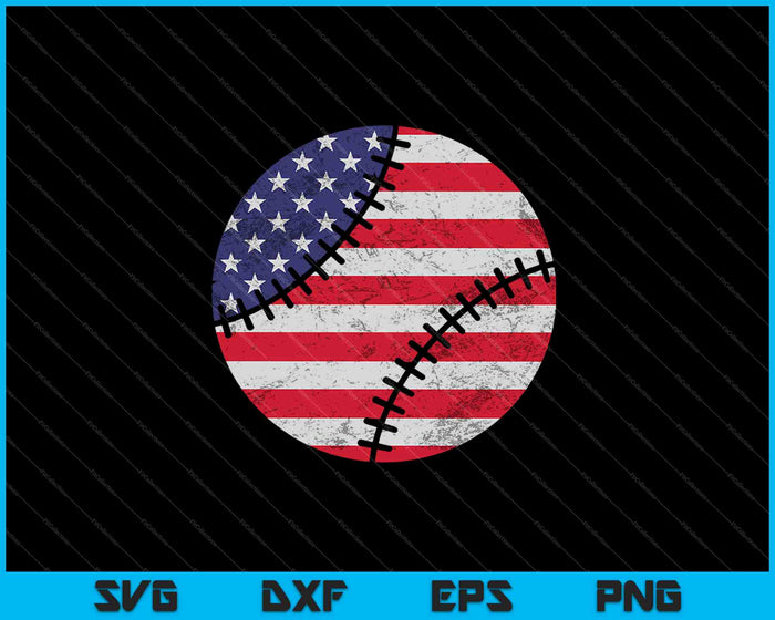 USA Flag Print Baseball SVG PNG Cutting Printable Files
