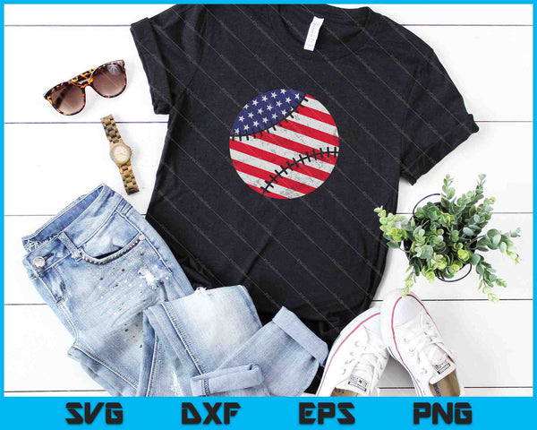 Bandera de EE.UU. Imprimir béisbol SVG PNG Cortar archivos imprimibles - on a t-shirt