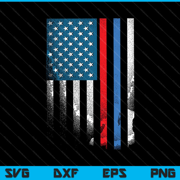 Bandera Americana Rojo Azul Línea Delgada Ropa Bombero Policía SVG PNG Archivos imprimibles