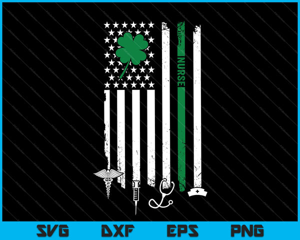 Amerikaanse vlag Shamrock verpleegkundige St Patrick's Day SVG PNG snijden afdrukbare bestanden