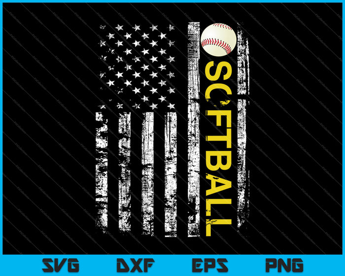 American Flag Softball SVG PNG Cutting Printable Files