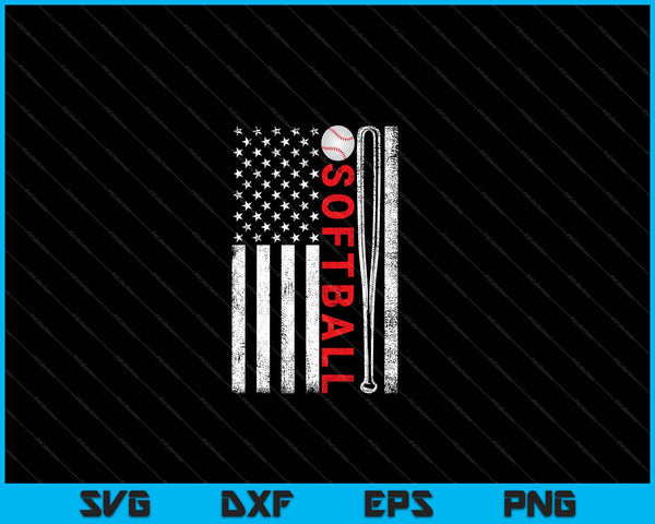 Regalo del equipo de softbol de la bandera americana SVG PNG cortando archivos imprimibles