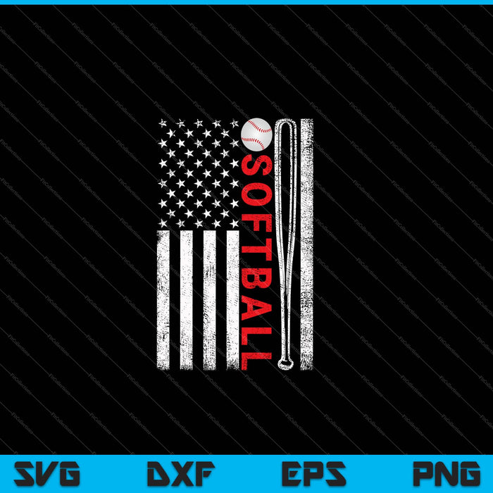 Regalo del equipo de softbol de la bandera americana SVG PNG cortando archivos imprimibles