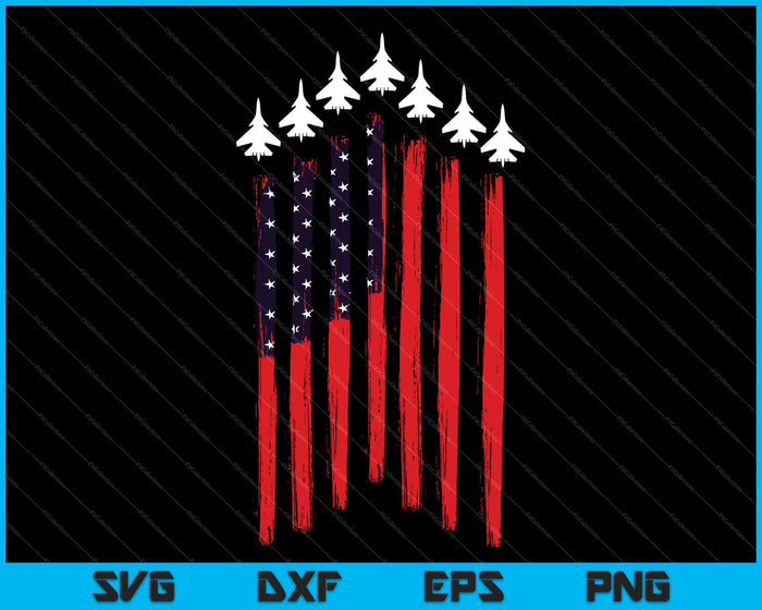 Amerikaanse vlag USA vliegtuig straaljager 4 juli patriottische SVG PNG snijden afdrukbare bestanden