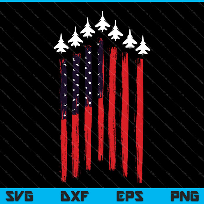 Amerikaanse vlag USA vliegtuig straaljager 4 juli patriottische SVG PNG snijden afdrukbare bestanden