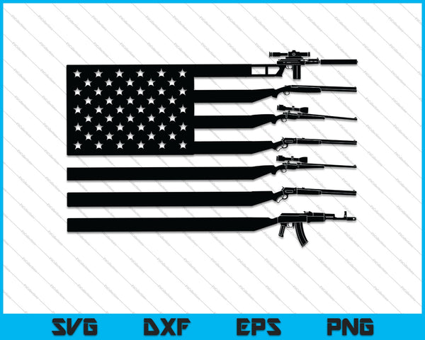 Bandera americana hecha con armas SVG PNG cortando archivos imprimibles