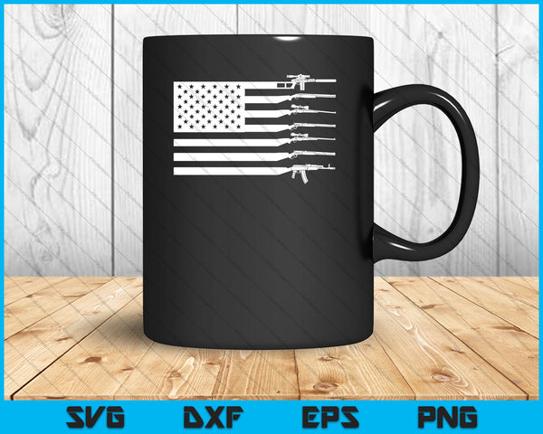 Bandera americana hecha con armas SVG PNG cortando archivos imprimibles
