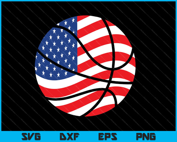 Bandera estadounidense de EE. UU. Baloncesto patriótico SVG PNG cortando archivos imprimibles