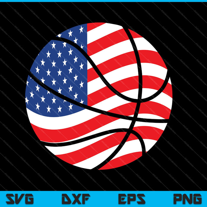 Bandera estadounidense de EE. UU. Baloncesto patriótico SVG PNG cortando archivos imprimibles