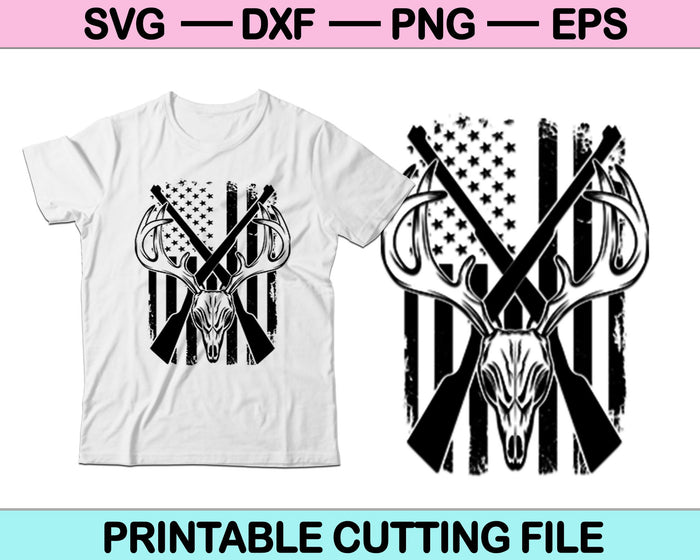 American Flag Deer Hunting SVG PNG Cutting Printable Files