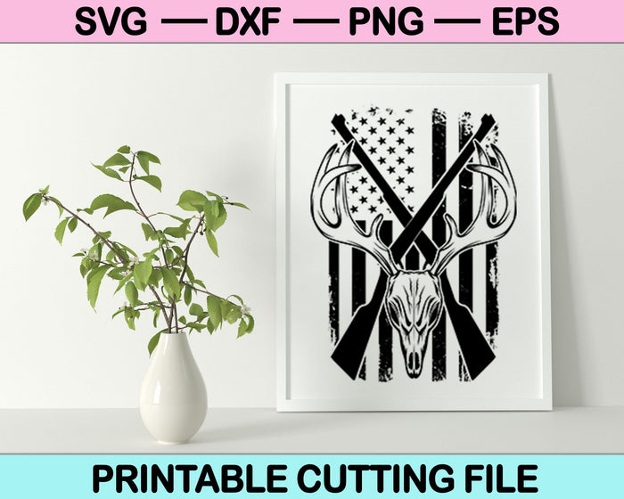 American Flag Deer Hunting SVG PNG Cutting Printable Files