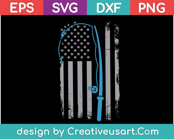 Camisa de pesca de bandera americana Pesca vintage SVG PNG Cortar archivos imprimibles