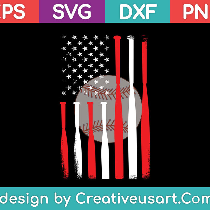 Bandera americana Bandera de béisbol vintage SVG PNG Cortando archivos imprimibles