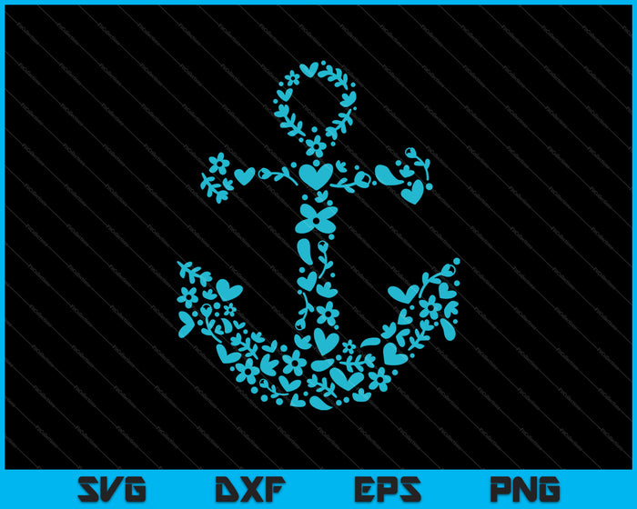 Anchor Floral Nautical SVG PNG Cutting Printable Files