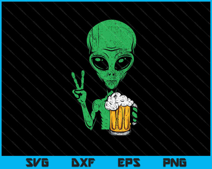 Area-51 Alien Beer Peace Sign Lazy Drinking Halloween SVG PNG Cutting Printable Files