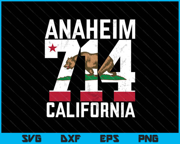 Netnummer 714 Anaheim Californië SVG PNG snijden afdrukbare bestanden