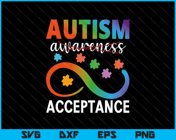 Aceptación de la conciencia del autismo SVG PNG Corte de archivos imprimibles