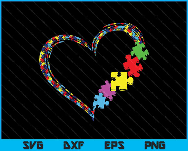 Conciencia del autismo Amor Corazón Puzzle Pieza SVG PNG Cortar archivos imprimibles